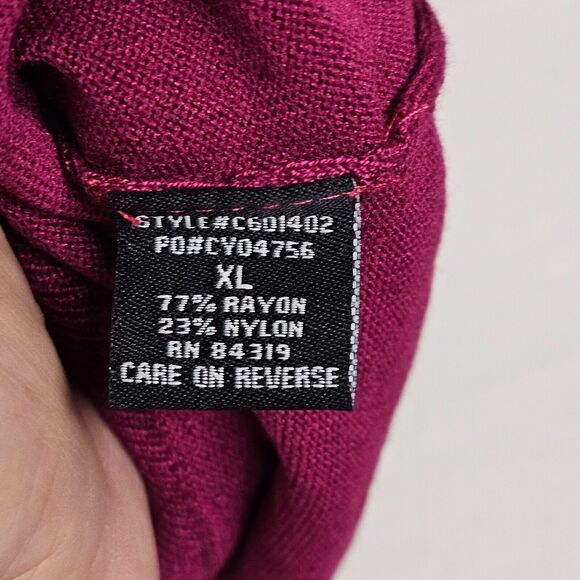Cyrus Womens Sweater Size XL Pink Raspberry Beaded Neckline Dressy Office Party - Picture 7 of 9